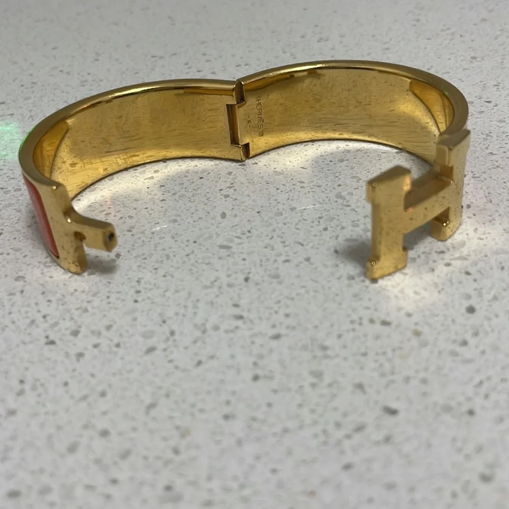 Hermès Orange Enamel Wide Clic Clac Bracelet - Picture 3 of 4